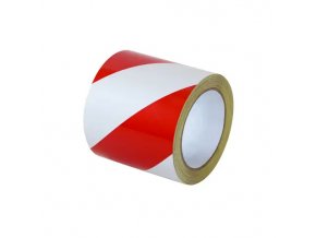 Reflexní výstražná páska, levá, bílá/červená, 10 cm × 15 m - BY RVL1015