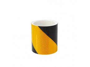 Vysoce reflexní výstražná páska, levá, černá/žlutá, 10 cm × 25 m - BY RX1L6