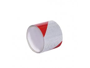 Vysoce reflexní výstražná páska, levá, bílá/červená, 5 cm × 25 m - BY RX5LK