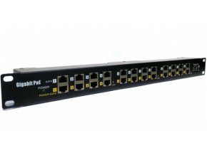 Patch panel POE Gigabit cat.5e 12p 1U Black 19" rack