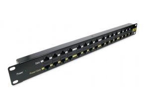 Patch panel POE UTP cat.5e 16p 1U Black (provedení 19" rack)