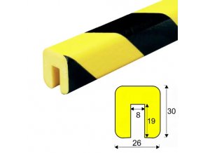 Varovný a ochranný profil 10, černá / žlutá, 2,6 cm × 3 cm × 100 cm - DP 10019