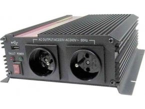 Napěťový měnič Carspa CAR1KU-24 24V/230V+USB 1000W, modifikovaná sinus