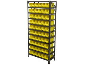 Kovový regál s plastovými boxy, 60 ks - AH019342