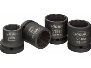 Sada kovaných vnitřních nástrčných klíčů 3/4" dvanáctihranných 24-36mm 4 ks Vigor - V5024