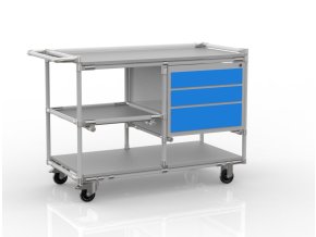 Dílenský vozík z trubkového systému na míru s kontejnerem 22082105 [šedá + stříbrné spojky] (Vyberte barvu konstrukce: šedá + stříbrné spojky)