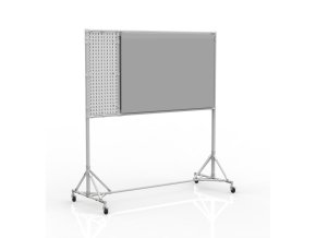 Oboustranná magnetická tabule s perfopanelem 24042531 [šedá + stříbrné spojky] (Vyberte barvu konstrukce: šedá + stříbrné spojky)