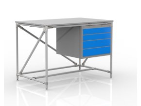 Dílenský stůl s kontejnerem se čtyřmi zásuvkami 24040533 (3 modely) [šedá + stříbrné spojky]
