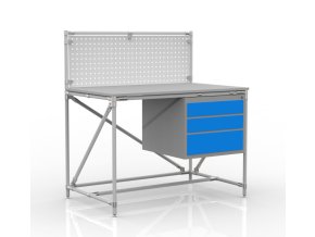 Dílenský stůl s perfopanelem 240408315 [šedá + stříbrné spojky] (Vyberte barvu konstrukce: šedá + stříbrné spojky)
