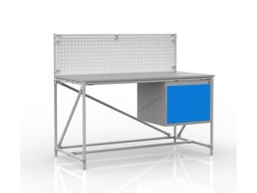 Dílenský stůl s perfopanelem 24040835 [šedá + stříbrné spojky]
