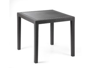 Mega Plast, plastový stůl RATAN LUX, 73 x 75,5 x 75,5 cm, vhodný k židlým BELLA a RATAN LUX, antracit