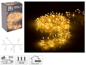 osvětlení vánoční 2,4m 240LED teplá BÍ, STŘ drát