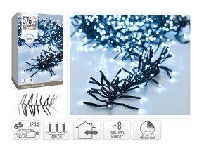 osvětlení vánoční 4m 576LED studená BÍ 8 funkcí s časovačem