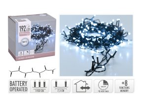 osvětlení vánoční 14,5m 192LED studená BÍ 8funkcí s časovačem