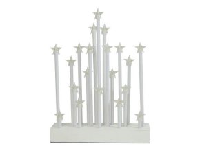svícen vánoční el.20 svíček LED,teplá BÍ,hvězda,dřev.BÍ,22,3x29,5x5cm,do zásuvky