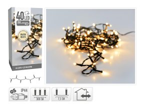 osvětlení vánoční 3m 40LED teplá BÍ, ZE IP44
