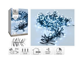 osvětlení vánoční 5,5m 768LED studená BÍ 8 funkc s časovačem