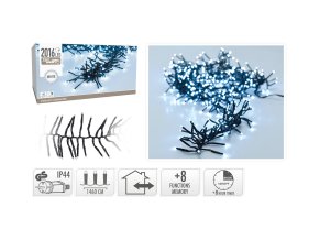 osvětlení vánoční 15m 2016LED studená BÍ 8 funkcí s časovačem