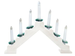 svícen vánoční el. 7 svíček,teplá BÍ,jehlan,dřev.BÍ,do zásuvky