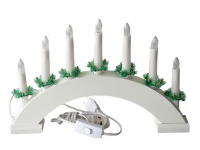 svícen vánoční el. 7 svíček,teplá BÍ,oblouk,dřev.BÍ,do zásuvky