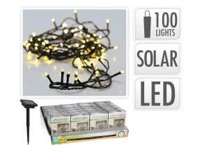osvětlení vánoční solární 2m 100LED teplá BÍ, drát