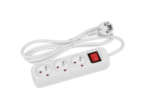 přívod prodlužovací 5m, 3 zásuvky s vypínačem