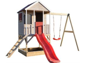 Dětský dřevěný domeček Veranda s houpačkou