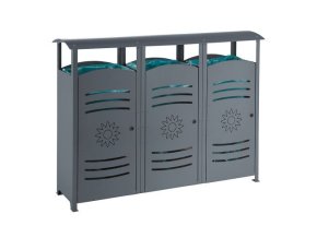 vyr 44537370 1 robustni ocelovy odpadkovy kos s tremi komorami sedy