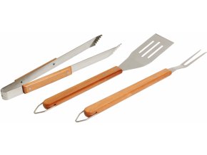 4650 somagic sada 3 ks nerezoveho grilovaciho nacini s drevenou rukojeti kleste 40 cm obracecka 44 cm vidlice 44 cm