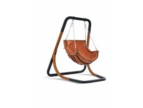 5934 igotrend luxusni zavesne houpaci kreslo trapezoid s oranzove terracota