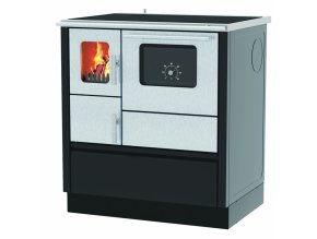 ALFA PLAM, sporák INOX 75, teplovzdušný 6 kW, pravý, černý