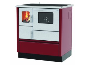 ALFA PLAM, sporák INOX 75, teplovzdušný 6 kW, pravý, červený