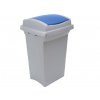 Odpadkový koš na tříděný odpad RECYCLING 50 l, šedá nádoba, modré víko