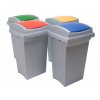 Odpadkový koš na tříděný odpad RECYCLING 50 l, šedá nádoba, modré víko