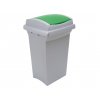 Odpadkový koš na tříděný odpad RECYCLING 50 l, šedá nádoba, zelené víko