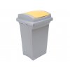 Odpadkový koš na tříděný odpad RECYCLING 50 l, šedá nádoba, žluté víko