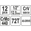 Gola sada 1/2", 12 ks - YT-38671