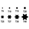 TORX sada 8ks T9-T40
