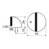 zarážka dveřní 43x24mm nerez, ČER povrch