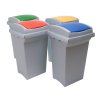 Odpadkový koš na tříděný odpad RECYCLING 50 l, šedá nádoba, červené víko