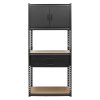Policový regál MASTER + 2 zásuvky + skříňka, 815 x 465 x 1825 mm