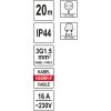 Prodlužovák bubnový 4zásuvky IP44 16A 20 m