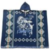 Pončo INDIÁN s VLKEM a BŮVOLÍ LEBKOU tmavě modré1a