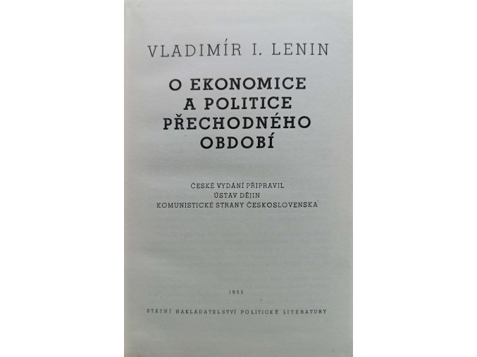O ekonomice a politice přechodného období (1955)