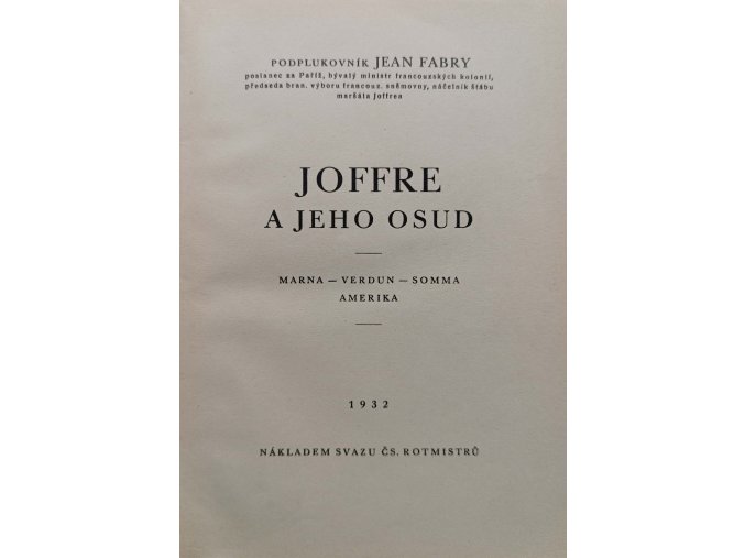 Joffre a jeho osud (1932)