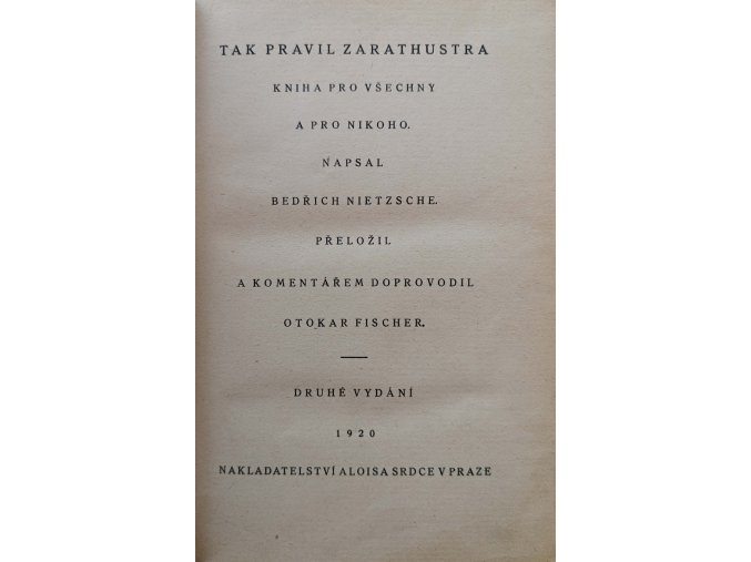 Tak pravil Zarathustra (1920)