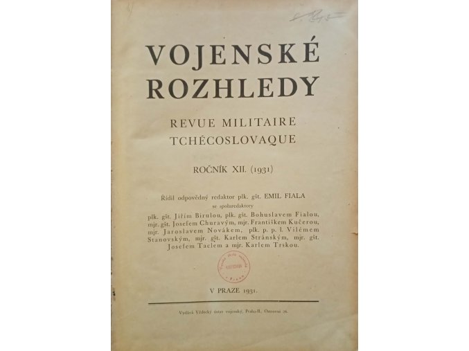 Vojenské rozhledy 1-12 (1931) + přílohy