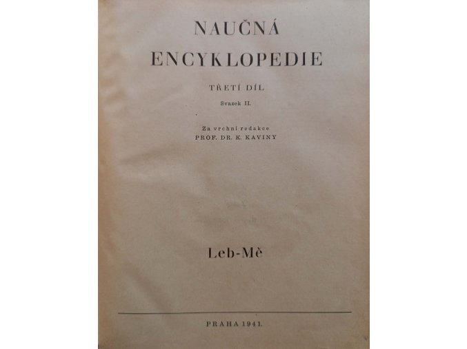 Naučná encyklopedie III. svazek II. (Leb-Mě) (1941)