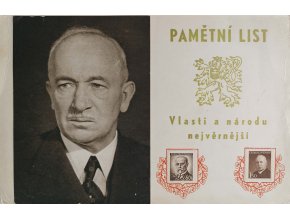 Pamětní list - Vlasti a národu nejvěrnější
