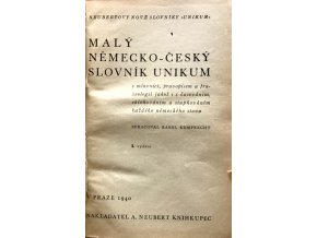 Malý německo-český/česko-německý slovník unikum (1940)